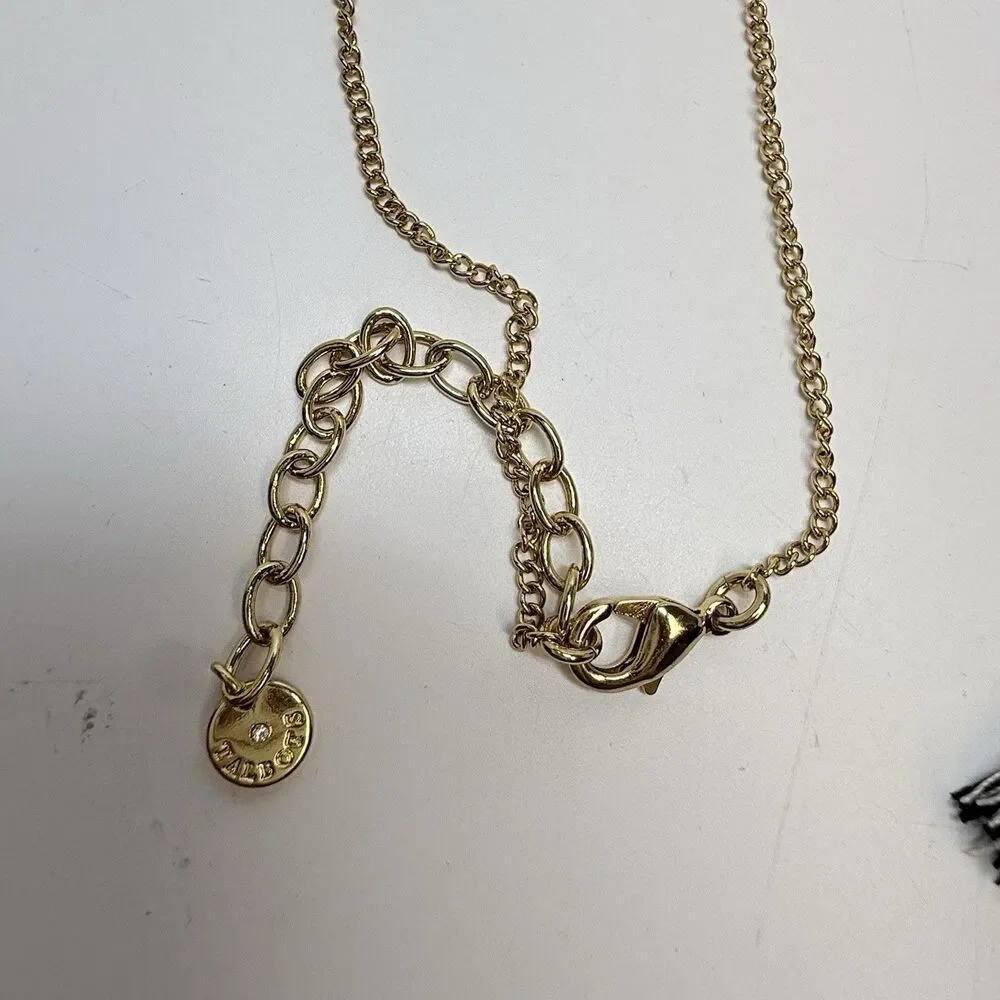 Talbots Gold Black And White Thread Wrapped Sphere W/Tassels Long Necklace